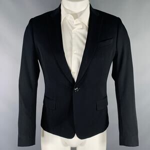 DRIES VAN NOTEN Size 38 Black Wool Peak Lapel Sport Coat